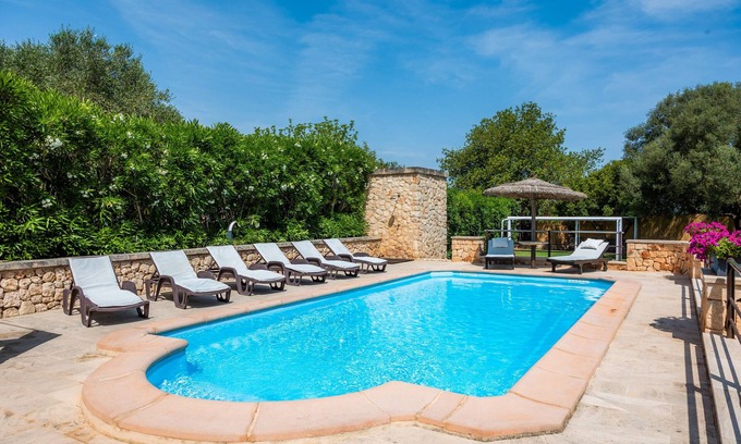 Manacor House | Holiday Home "Son Moix" with Mountain View, Garden, Terraces, Balcony & Pool