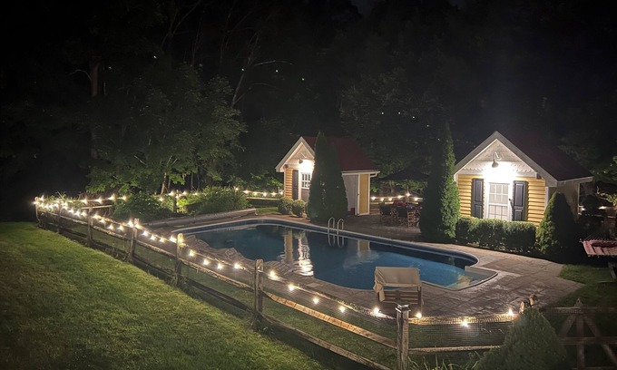 Lagrangeville House | Huge Pool, Elevated Hot Tub, Lounge Cabanas, Massive Backyard & Gym