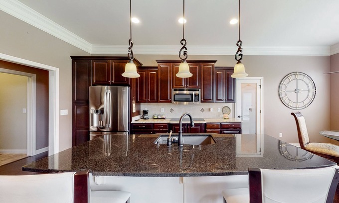 Sellersburg House | Inviting home with pool table, firepit, central AC, full kitchen, & W/D
