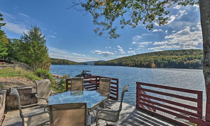 Lucerne-in-Maine House | Inviting Lakefront Home Seasonal Boat Dock!
