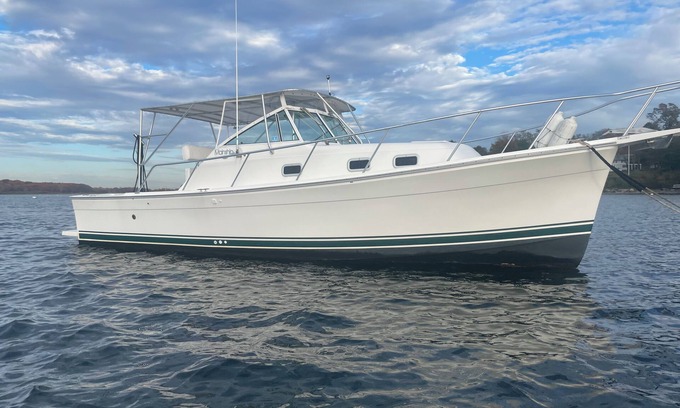West Ferry Boat Rental | Island Girl - 30' Cabin Cruiser for Overnight Stays