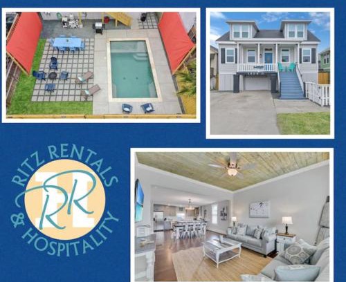 San Jacinto House | Island Time with Heated Pool Walk to Beach and Pleasure Pier