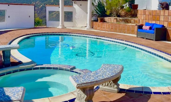 Jamul Villa | Jamul's Jewel: 9 ACRES,Hilltop,Heated Salt Pool,Spa,City & Mtn. Views,B-Ball Court,Grill,Horseshoes