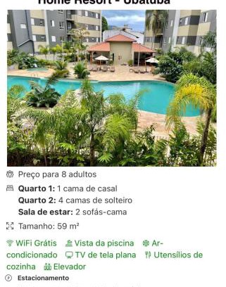 Estufa II Apartment | Jardim das Palmeiras II Home Resort - Imperdível - Vista Piscina - Suíte - Ubatuba