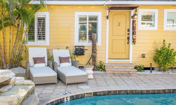 Madeira Beach Cabin | King Bed, Step to Madeira Beach, Heated Pool, Private