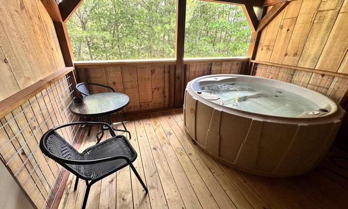 Union Mills Cabin | Kiss N Tell -Hot Tub, Fireplace,Hiking,View,Near Asheville ,WiFi