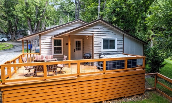 Maggie Valley Cottage | Knotty Pine Cottage/Charming and Cozy w/Hot Tub, Pet Friendly!