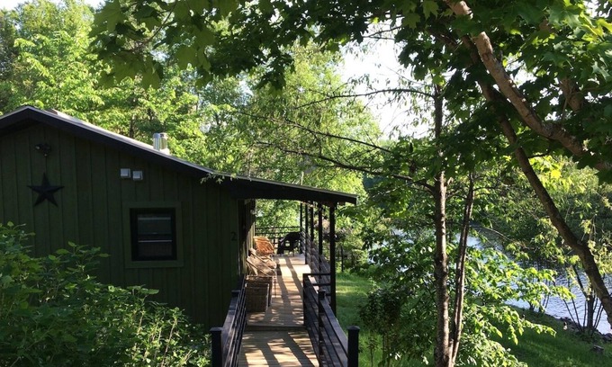 Lac-des-Plages Ski Chalet | L.Flamingo Riverfront Treehouse+Chalet Combo Property