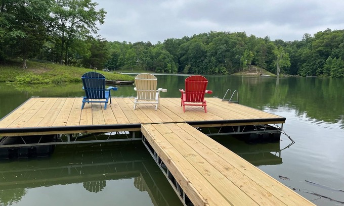 Dandridge Cabin | Lakefront Cabin with private dock, kayaks, fire pit, New hot tub, and cigar room