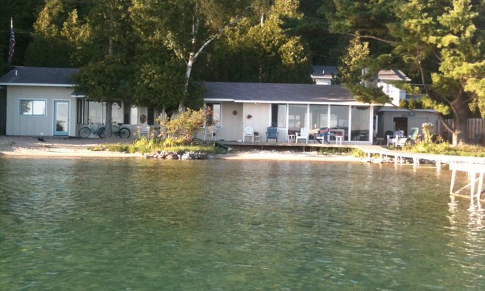 Lake Township House | Lakefront Cottage with 100' Sandy Beach on Crystal Lake