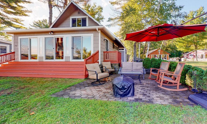 Naples Cabin | Lakefront home on Brandy Pond with firepit & gas fireplace - steps to beach