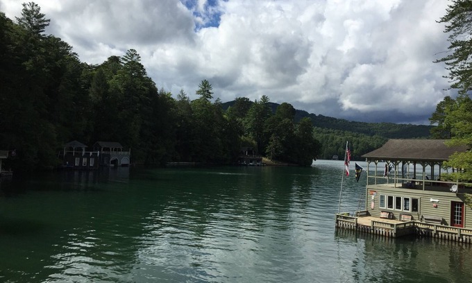 Lakemont House | Lakefront home on Lake Rabun with huge boathouse and lots of patio space.