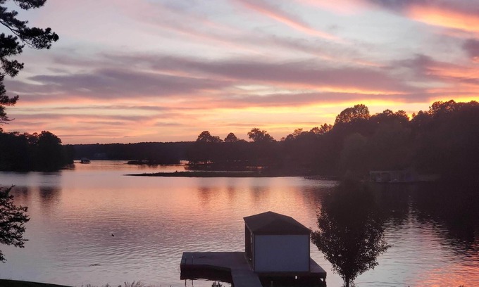 Eatonton House | Lakefront Home w/ Sunset Views, 2 Living Areas, Private Dock & Yard