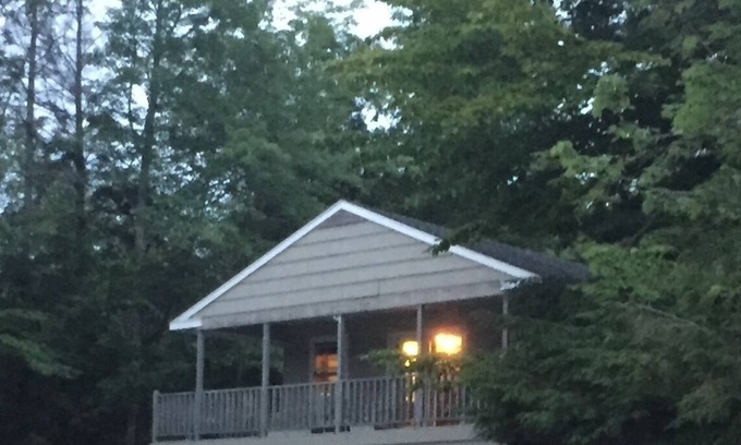 Barnstead House | Lakefront Home with All-Season Covered Deck & Game Room