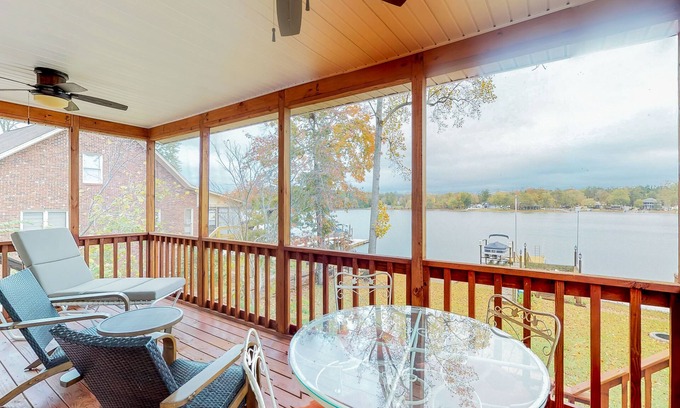 Leesville House | Lakefront home with WiFi, game room, dock, & firepit - dog-friendly