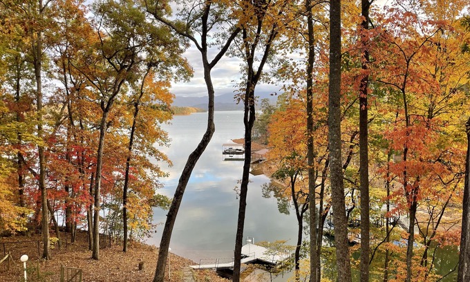 Cedar Cliff House | Lakefront property: amazing view of lake and mountains, EV charger, Private dock