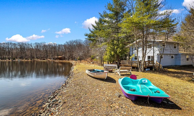 Pocono Summit House | Lakefront with boat dock, Game room, kayak and fishing, close to Kalahari