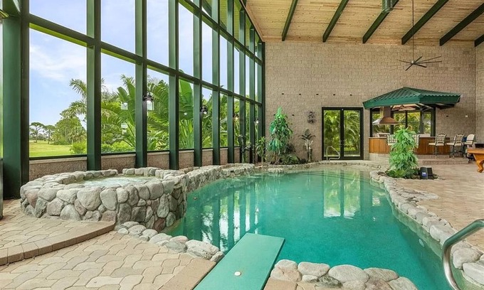 Burnt Store Marina Villa | Large Family Getaway-Unique Indoor Oasis w/heated pool, hot tub, pool table!