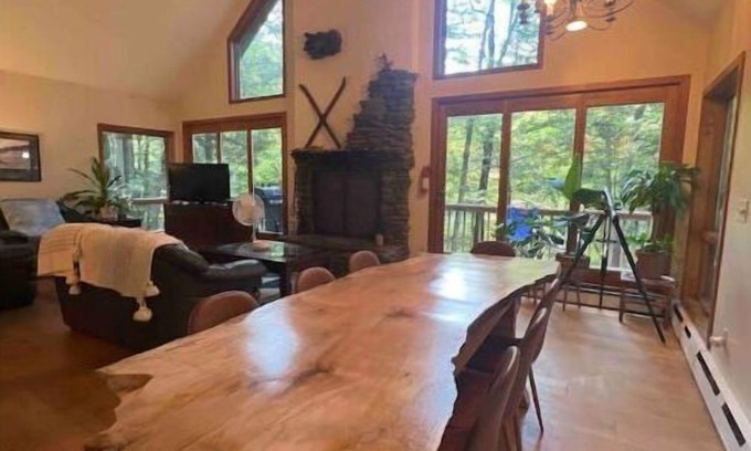 Pittsfield House | Large house with fireplace, hot tub