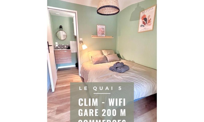 Agen Apartment | LE QUAI 5 - Studio NEUF CALME - CLIM - WiFi - Gare à 200m