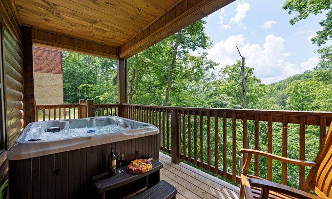 Sevierville Cabin | Log Cabin w/Foliage Views Pool, Hot Tub, Dogs!