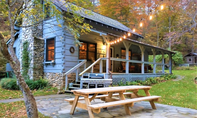 Weaverville Cabin | Log Cabin with Stream on 2 Acres <20 Min to Downtown Asheville with 1 Gig Fiber
