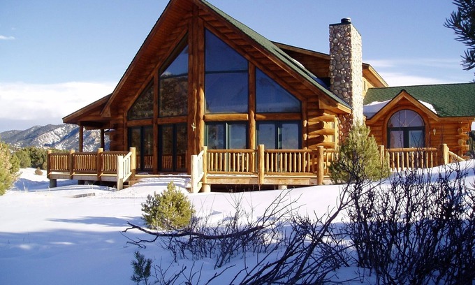 Canon City Cabin | Log home on Oak Creek Mountain Ranch with 360 views,