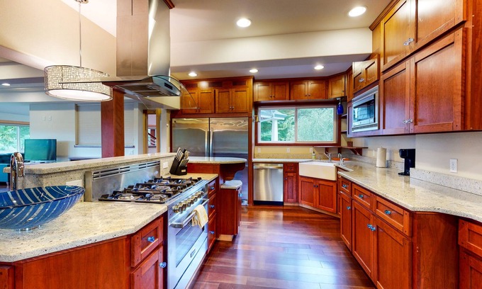 Oak Grove House | Lovely dwelling with riverfront views, large deck, grill, & patio seating