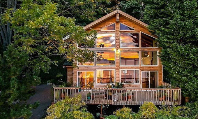 Alki House | Lovely, open home with water views, scenic deck, & 2 fireplaces - near Seattle