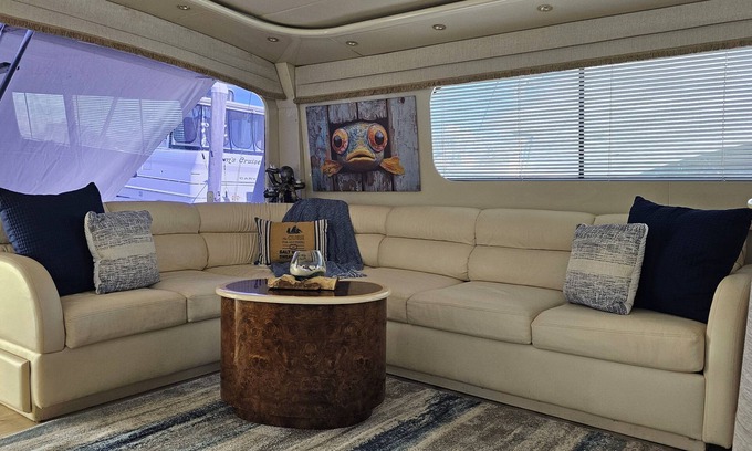 Atlantic City Boat Rental | Luxurious 63' boat 4-bedrooms, full kitchen, at the Golden Nugget in AC, NJ.