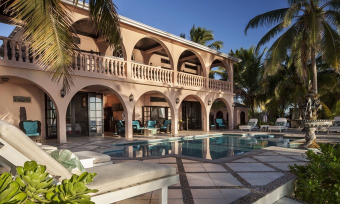 San Pedro Villa | Luxury 250' long Beachfront-Pool,Horse Fountain, Snorkeling, Volleyball & Chef!