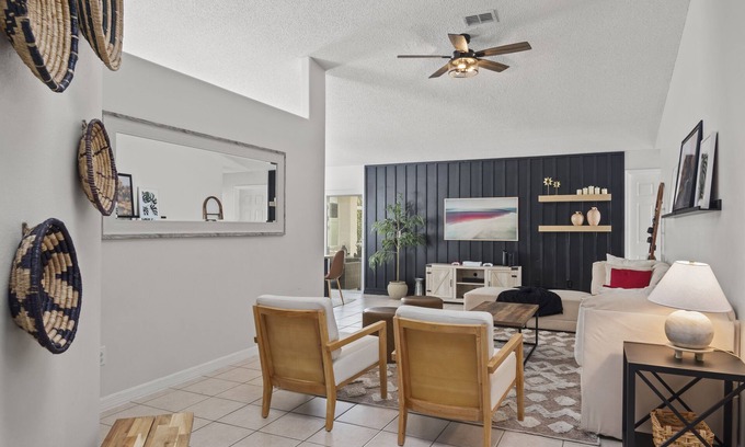 Indian Point House | Luxury 4 BD with fully-fenced + heated private pool! King Bed, Xbox + Game Room!