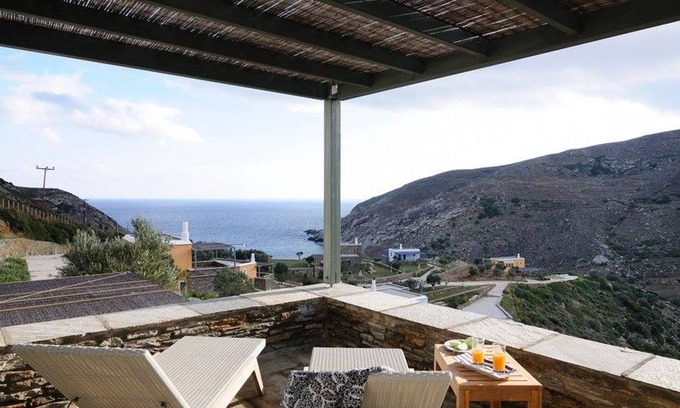 Andros Villa | Luxury Andros Suites | Beautiful Suite with Side Sea View | Zorkos