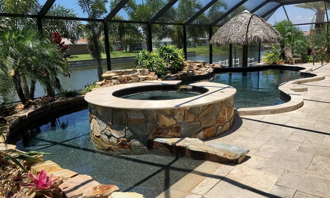 Fort Myers House | Luxury, Award-Winning Pool, All-Day Sun, Dock, Tiki Hut, Wheelchair Accessible