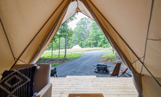 Great Cacapon RV Rental | Luxury Camping with King Bed - Aster Tent