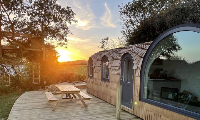 Widegates Cabin | Luxury glamping with sea and sunset views - Cornwall
