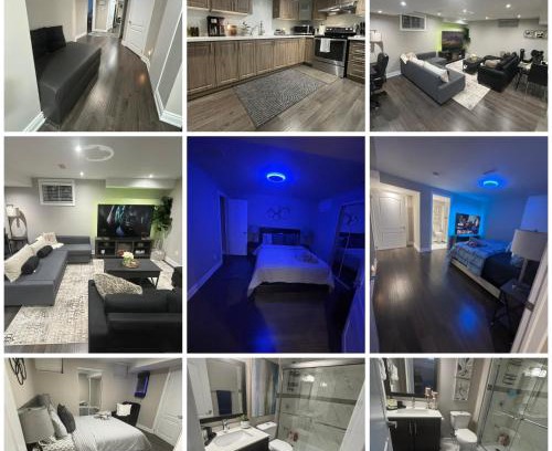 Brampton Apartment | LUXURY HIGH-END PRIVATE SIDE ENTRANCE 2 BEDROOM APARTMENT, 2 BATHROOMS, 2 PARKING, FULL KITCHEN, 3 FIREPLACES, 2 SONY 4K SMART TV'S NETFLIX, PREMIUM CABLE, FREE WI-FI, 3 SMARTLOCKS,1 KING & 1 QUEEN SIZE BEDS, YYZ, 401,Erin Mills Parkway Mississauga Road!!