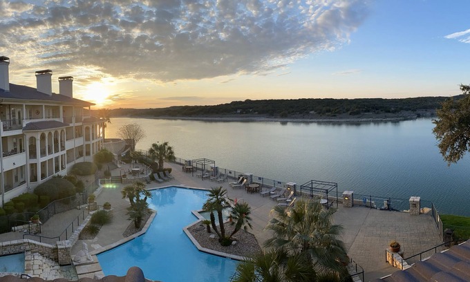 Highland Lake Estates Condo | Luxury Lake Travis Waterfront Villa with Spectacular Main Lake & Sunset Views
