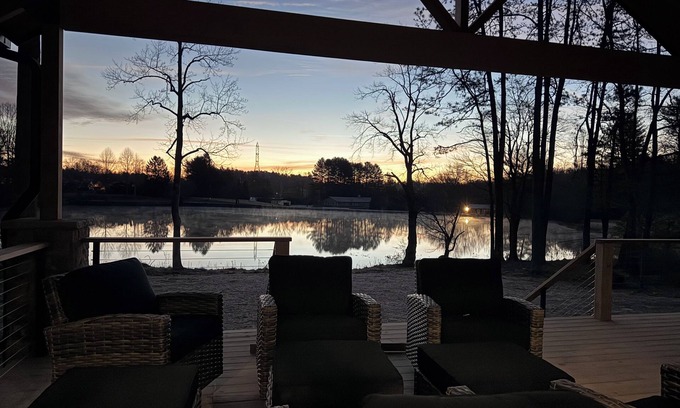 Mills River House | Luxury Lakefront Retreat 5BR Modern Escape Near Asheville