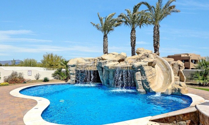 Pinnacle Peak House | Luxury Mansion, Sleeps 24 - Resort Yard with Pool, Spa, Game Room, Theater