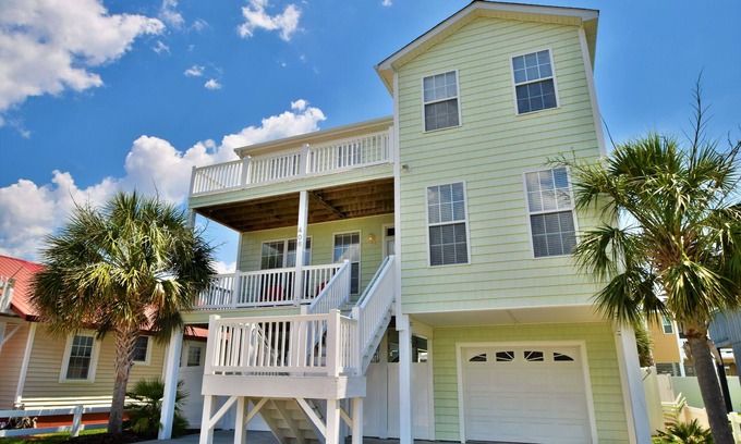 Cherry Grove Beach House | Luxury Rental W/Private Pool Steps from the Beach