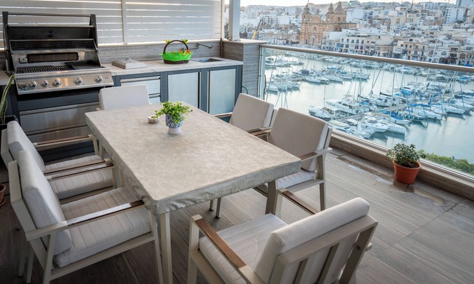 Msida Apartment | Luxury Terraced Seaview Apartment - Marina Harbour, Msida, Pieta