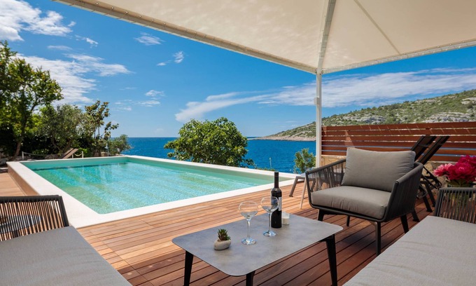 Razanj Villa | Luxury villa with heated pool, 15m from the sea, complete privacy
