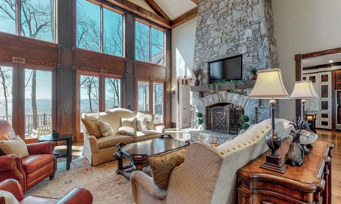 Dillard House | Luxury With Stunning Mountain Views , Indoor Pool, Theater, Custom Wine Bar
