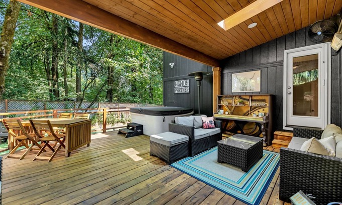 Marylhurst House | Magnificent Lake Oswego Escape, Backyard Oasis w/Hot Tub, Putting Green, Huge Deck, and Game Room