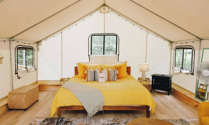 Primrose RV Rental | Meadowlark's Nest-Lux Camping Tent in The Gorge