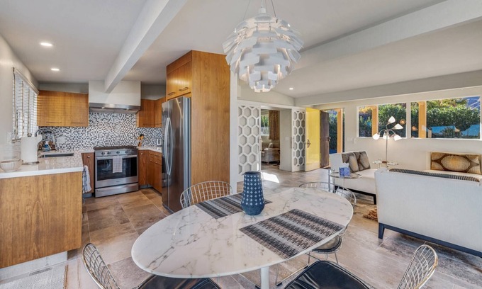 Palm Desert Condo | Mid-Century Beauty! Community Pool! Hiking! Mountain Views! Walk to El Paseo!