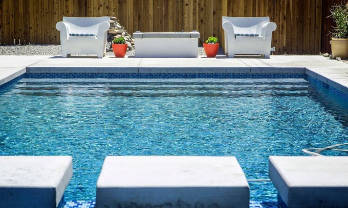 Cathedral City Cove House | Mid Mod Bungalow with Amazing Saltwater Pool, Spa, Peaceful and Desert Views