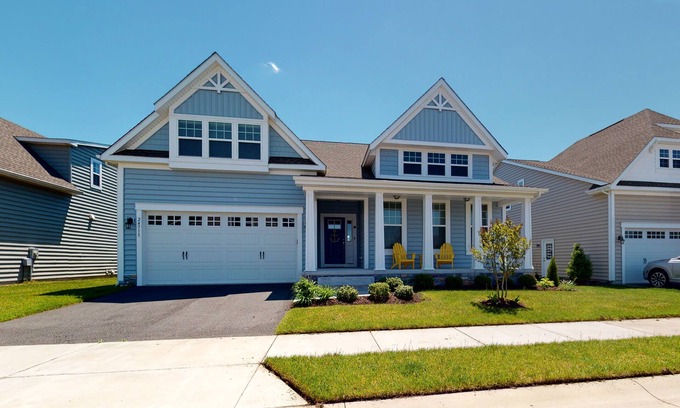 Frankford House | Millville by the sea home w/shared pool, WiFi, central AC, W/D, & gas fireplace