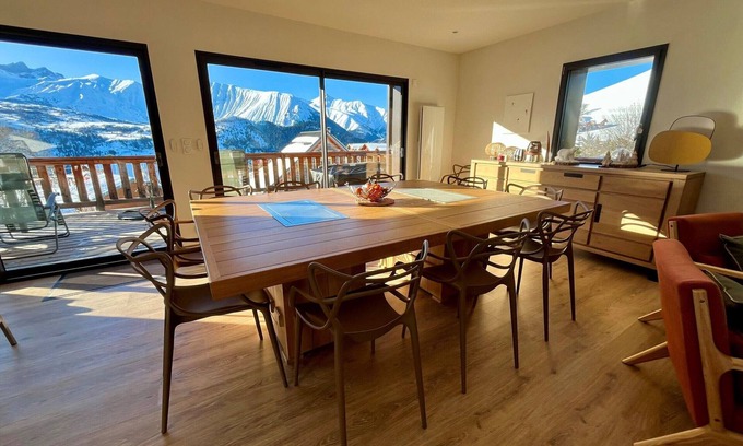 Albiez-le-Vieux Ski Chalet | Modern 4* chalet, south terrace, sauna, direct access to lake and slopes. Linen included.